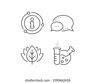 Chemistry lab line icon. Chat bubble, info sign elements. Laboratory flask sign. Analysis symbol. Linear chemistry lab outline icon. Information bubble. Vector