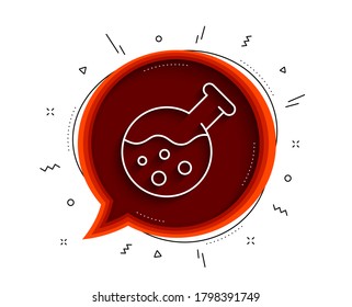 Chemistry lab line icon. Chat bubble with shadow. Laboratory flask sign. Analysis symbol. Thin line chemistry lab icon. Vector