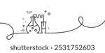 Chemistry lab line icon. Continuous one line with curl. Laboratory flask sign. Analysis symbol. Chemistry lab single outline ribbon. Loop curve pattern. Vector