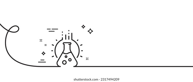 Chemistry lab line icon. Continuous one line with curl. Laboratory flask sign. Analysis symbol. Chemistry lab single outline ribbon. Loop curve pattern. Vector