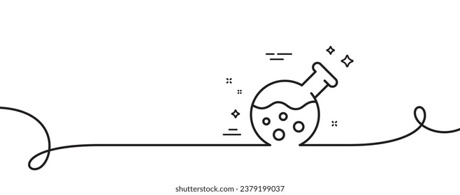 Chemistry lab line icon. Continuous one line with curl. Laboratory flask sign. Analysis symbol. Chemistry lab single outline ribbon. Loop curve pattern. Vector