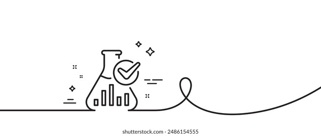 Chemistry lab line icon. Continuous one line with curl. Laboratory flask sign. Analysis symbol. Chemistry lab single outline ribbon. Loop curve pattern. Vector