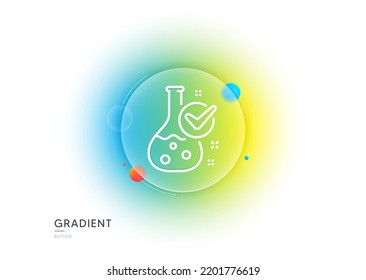 Icono de línea de laboratorio de química. Botón de desenfoque degradado con gafas. Signo de frasco de laboratorio. Símbolo de análisis. Diseño de vidrio transparente. Icono de línea de laboratorio de química. Vector