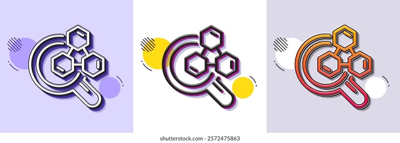 Chemistry lab line icon. Halftone dotted pattern. Gradient icon with grain shadow. Laboratory research sign. Analysis symbol. Line chemistry lab icon. Various designs. Vector