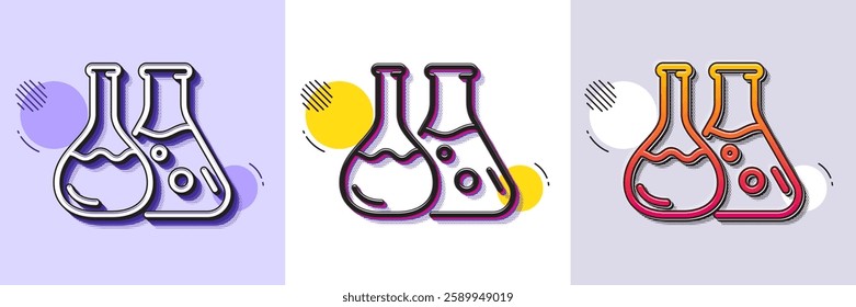 Chemistry lab line icon. Halftone dotted pattern. Gradient icon with grain shadow. Laboratory flask sign. Analysis symbol. Line chemistry lab icon. Various designs. Vector