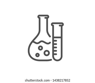 Chemistry lab line icon. Laboratory flask sign. Analysis symbol. Quality design element. Linear style chemistry lab icon. Editable stroke. Vector