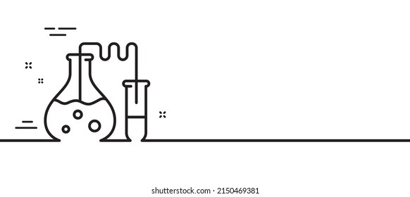 Icono de línea de laboratorio de química. Signo de frasco de laboratorio. Símbolo de análisis. Fondo mínimo de la ilustración de línea. Banner de patrón de icono de línea de laboratorio de química. Concepto de plantilla web blanca. Vector