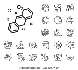 Chemistry lab sign. Online doctor, patient and medicine outline icons. Chemical formula line icon. Analysis symbol. Chemical formula line sign. Veins, nerves and cosmetic procedure icon. Vector