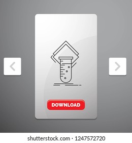 Chemistry, lab, study, test, testing Line Icon in Carousal Pagination Slider Design and Red Download Button