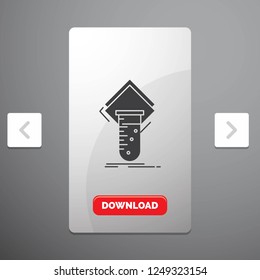 Chemistry, lab, study, test, testing Glyph Icon in Carousal Pagination Slider Design & Red Download Button