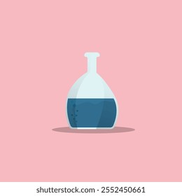 laboratorio de química tubo de ensayo líquido azul dentro de la Ilustración vectorial de arte plano 2D.