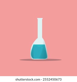 laboratorio de química tubo de ensayo Líquido azul claro dentro de la Ilustración vectorial de arte plano 2D.