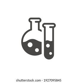 Icono de vector negro de pruebas de laboratorio de química. Matraz de laboratorio, símbolo científico.