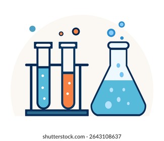 Chemistry Lab Test Tubes and Flask – Science Vector Illustration