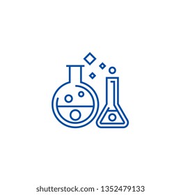 Chemistry lab,experiments line icon concept. Chemistry lab,experiments flat  vector symbol, sign, outline illustration.