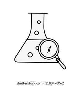 chemistry laboratory beaker flask magnifying glass
