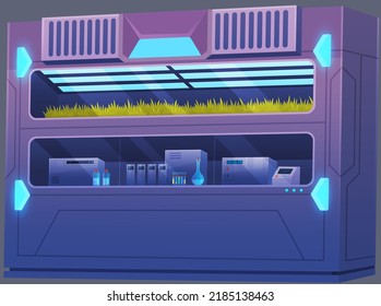 Chemistry laboratory. Bio laboratory biologists exploring new methods of plant breeding and agricultural genetics. Organic lab testing plants quality, pharmacists and phyto research in sealed chamber
