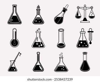 Chemistry laboratory elements vector silhouette art design illustration