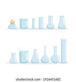 Chemistry laboratory equipment set. Vector illustration.