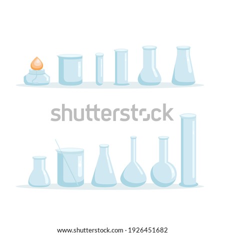 Chemistry laboratory equipment set. Vector illustration.