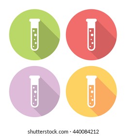 Chemistry Laboratory Flask Flat Style Design Icons Set