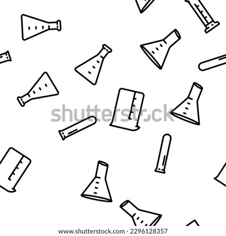 chemistry laboratory flask test vector seamless pattern thin line illustration