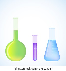 Chemistry Laboratory Flasks Filled WIth Liquid Illustrations (eps v.10)