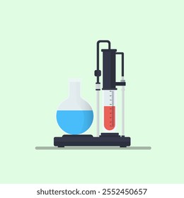 Laboratório de química Máquina de tubo de ensaio de funil com ilustração de vetor de arte plana 2D.