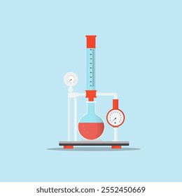 Tubo de ensayo de gas de laboratorio de química con Ilustración vectorial de arte plano 2D.