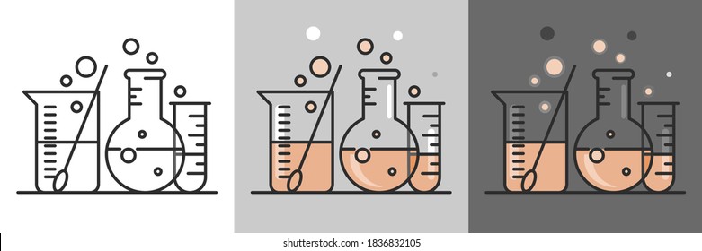 Chemistry Laboratory glass flask icon. Flat style illustration. Isolated. 