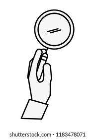 chemistry laboratory hand holding magnifying glass
