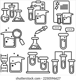 Chemistry Laboratory icon set outline style part one