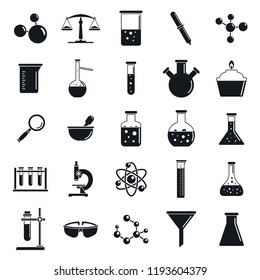 Chemistry laboratory icon set. Simple set of chemistry laboratory vector icons for web design on white background