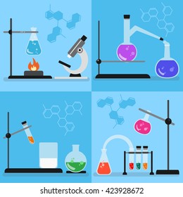Chemistry laboratory objects: vector illustration