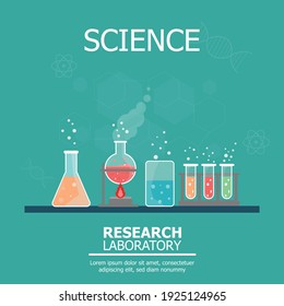 Chemistry laboratory and Science Equipment with space for text insertation. Education and Science  Concept Banner.  Pharmacy and Chemistry Theme.