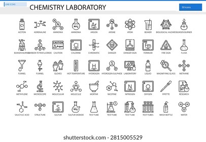 Chemistry Laboratory Science Experiment Reaction Icon Set
