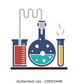 chemistry laboratory test tubes isolated vector - toxic experiment illustration sign . pharmacology and biotechnology equipment sign symbol 