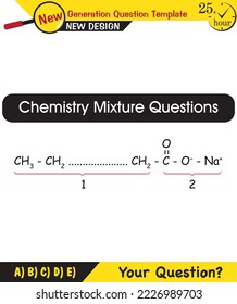 Notas de conferencia sobre química, tema de mezclas, plantilla de preguntas de próxima generación, eps, vector, para profesores