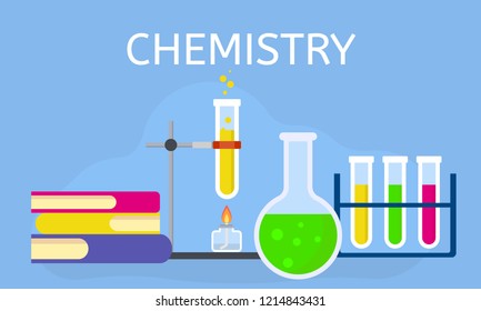 Chemistry lesson concept background. Flat illustration of chemistry lesson vector concept background for web design