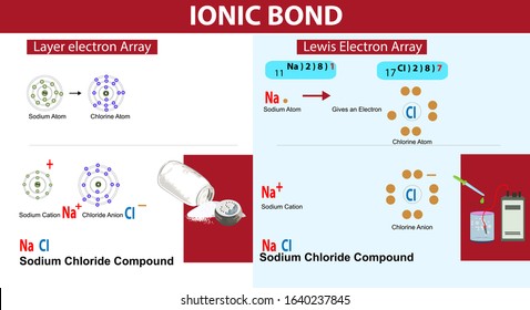 chemistry lesson ionic bond sequence. ionic bond. Layer electron array. lewis electron array. ionic bond infographic. chemistry