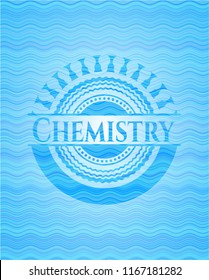 Chemistry light blue water emblem background.