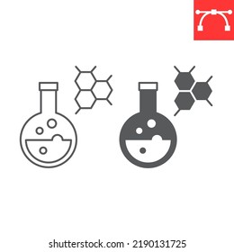 Chemistry line and glyph icon, school and education, chemistry flask vector icon, vector graphics, editable stroke outline sign, eps 10.