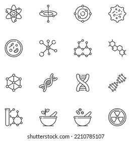 Línea química Juego de vectores de iconos