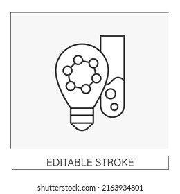  Chemistry line icon. Test tube and lightbulb. Research and development. Chemical industry concept. Isolated vector illustration. Editable stroke