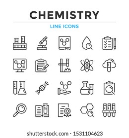 Chemistry line icons set. Modern outline elements, graphic design concepts, simple symbols collection. Vector line icons