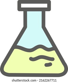Chemistry liquid in bottle, illustration, vector on a white background.