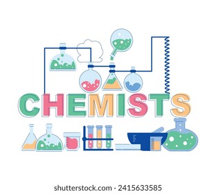 Chemistry with Liquid Substance in Glass Flask Vector Illustration