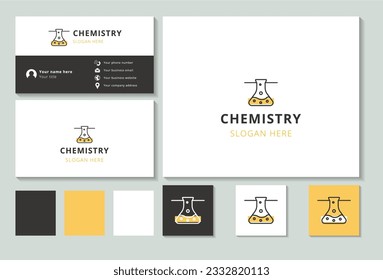 Chemistry logo design with editable slogan. Branding book and business card template.