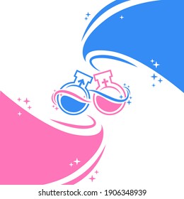 Chemistry of love. Laboratory elixir template logo. vector icons
