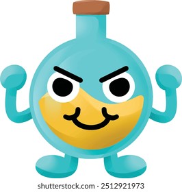 chemistry mascot with energetic expressions and happy gesture